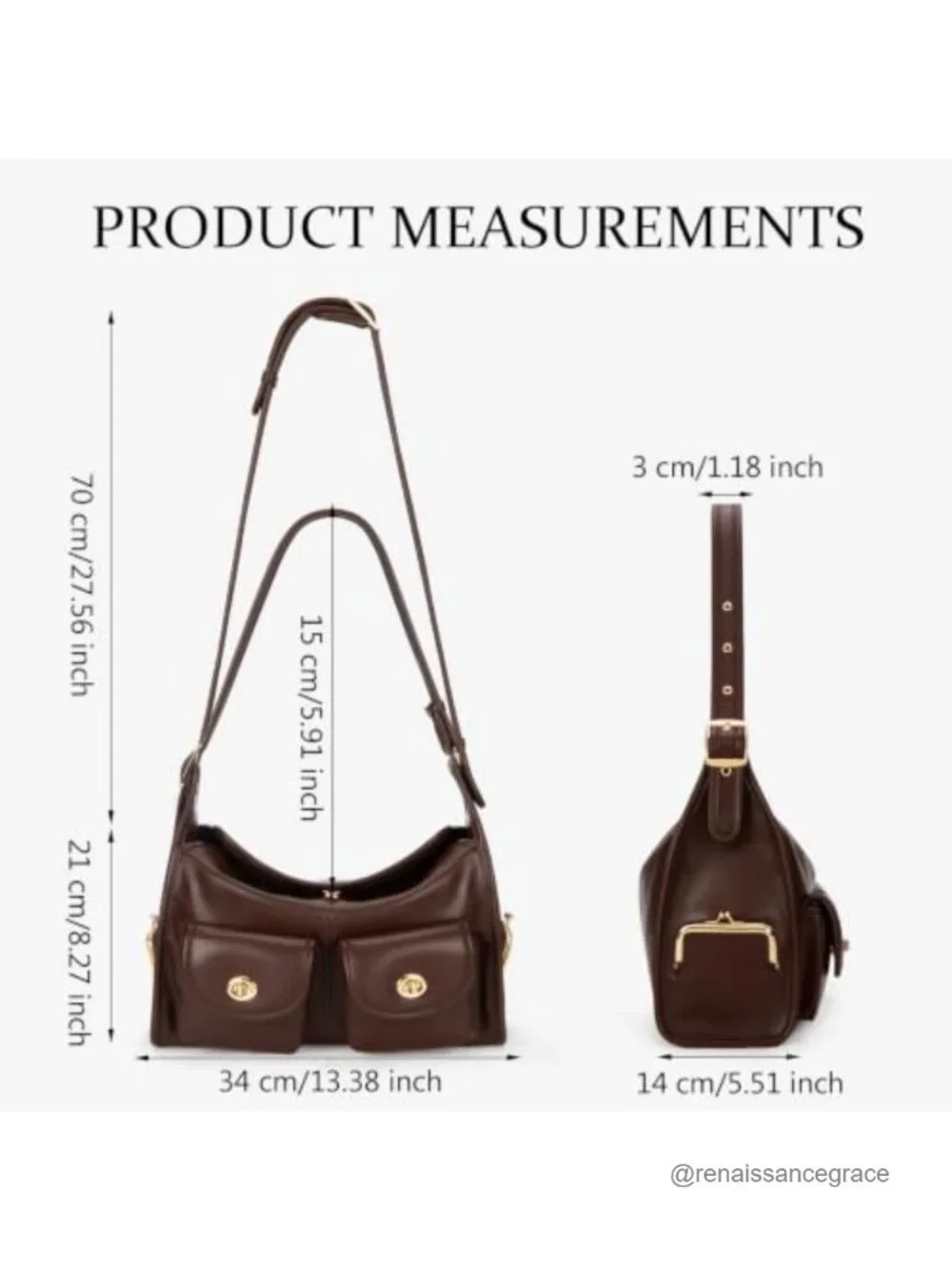 Turn Lock Hobo Handbag Women Multi-Pocket Large Kiss Lock Tote Crossbody Faux